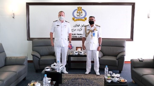 COMMANDER RBN RECEIVES FAREWELL COURTESY CALL FROM SURGEON LIEUTENANT COMMANDER (D) DYLAN WILLIAMS, ROYAL BRUNEI NAVY DENTAL OFFICER