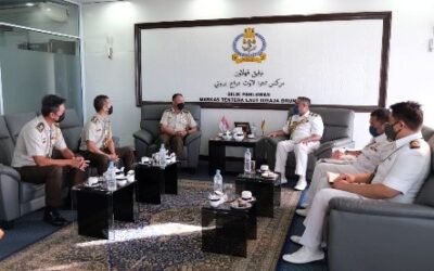 RBN COMMANDER RECEIVES COURTESY CALL FROM OUTGOING AND INCOMING DEFENCE ADVISER OF REPUBLIC OF SINGAPORE TO BRUNEI DARUSSALAM
