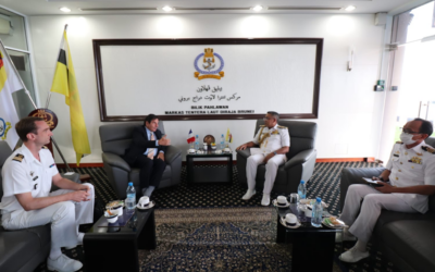 RBN COMMANDER RECEIVES COURTESY CALL FROM COLONEL (ARMAMENT CORPS) OLIVIER TABART, DEFENCE TECHNOLOGY ATTACHE TO BRUNEI DARUSSALAM