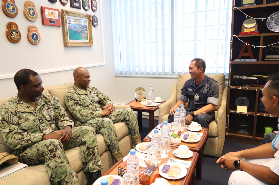 ROYAL BRUNEI NAVY FLEET COMMANDER RECEIVES COURTESY CALL BY COMMANDER OF DESTROYER SQUADRON FIFTEEN OF THE UNITED STATES NAVY