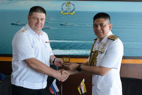 COMMANDER RBN RECEIVED COURTESY CALL FROM DEPUTY COMMANDER OF THE PRIMORSKAYA FLOTILLA OF THE ALL-ARMS FORCES OF THE PACIFIC FLEET