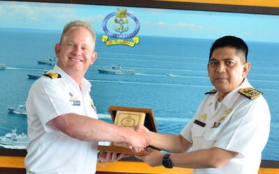 COMMANDER RBN RECEIVED COURTESY CALL FROM COMMANDING OFFICER OF HMAS MELBOURNE (FFG 05)
